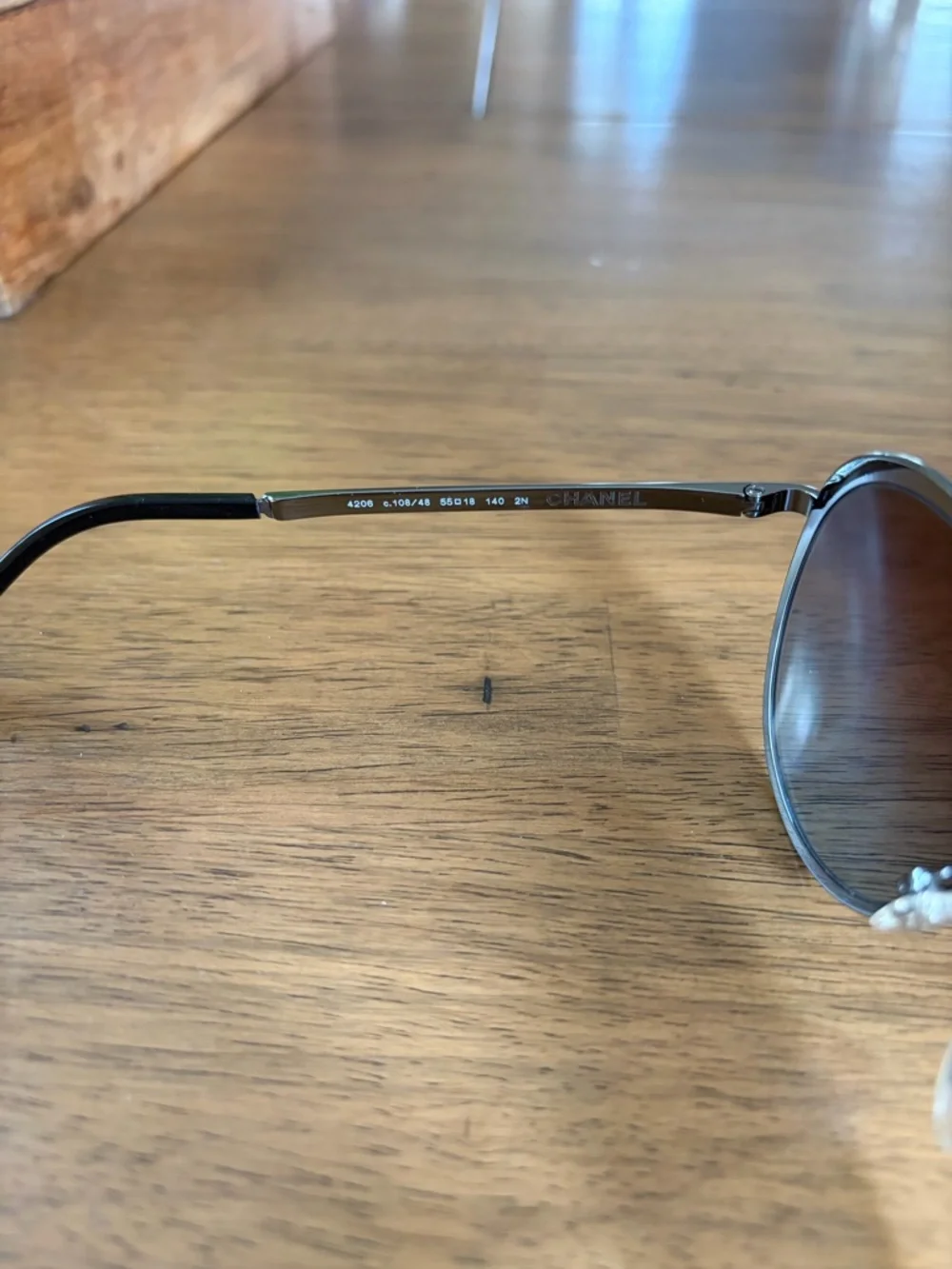 CHANEL Round Silver Metal Sunglasses with Dark Gradient Lenses - Picture 6 of 8